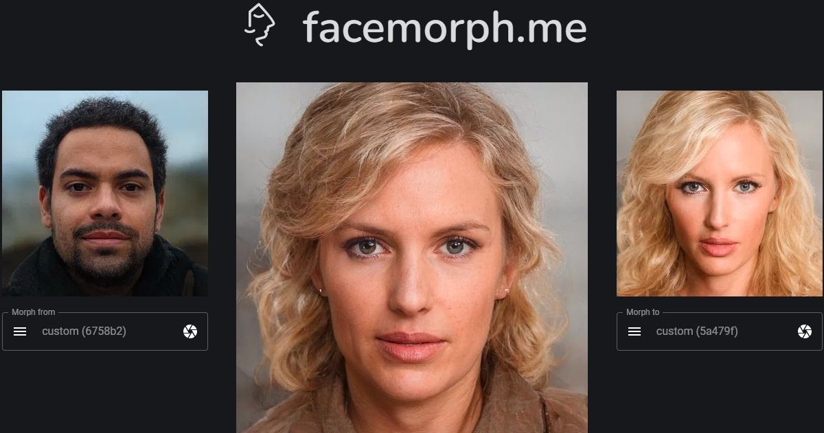 Иллюстрация слияния двух лиц через facemorph.me