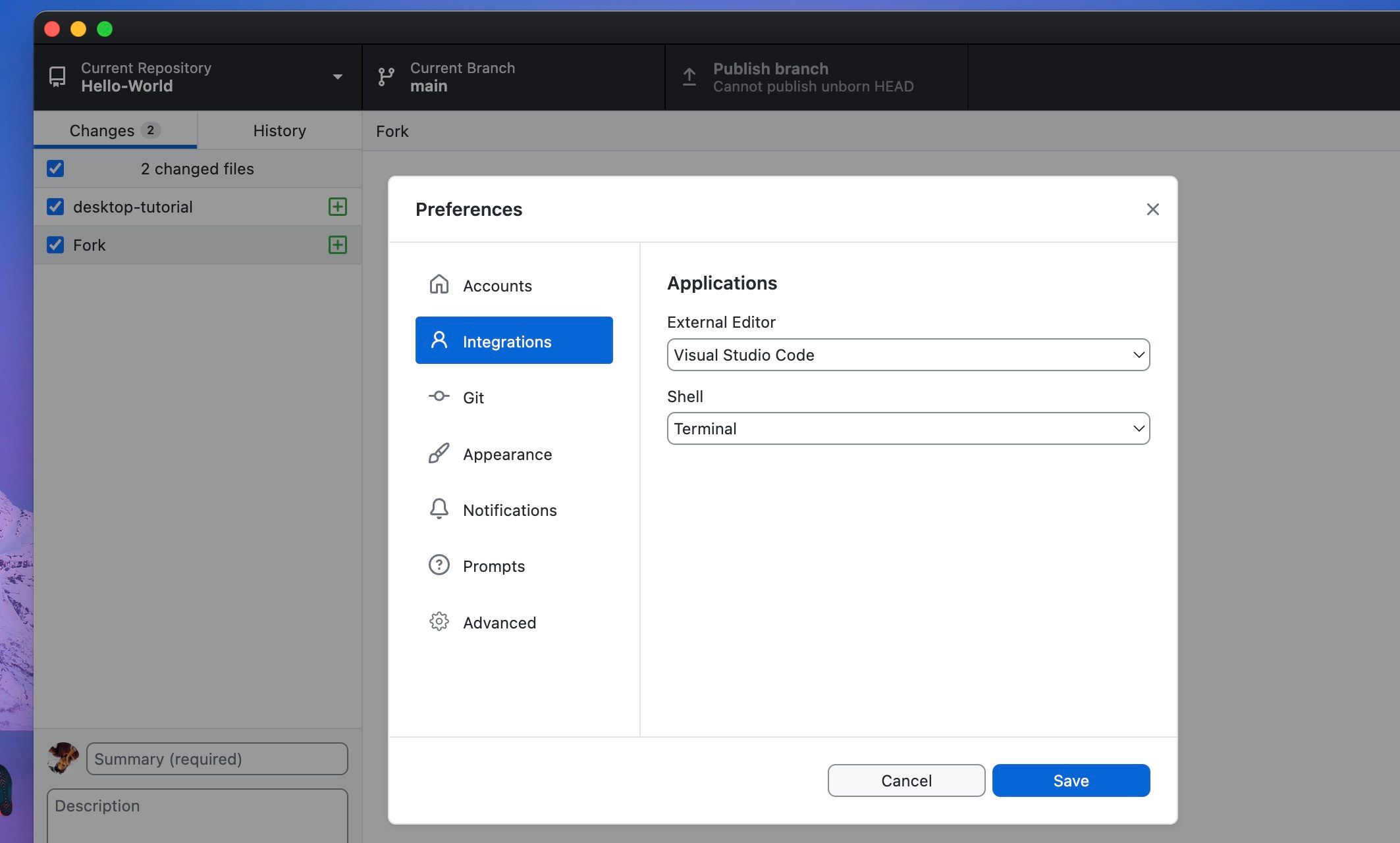 Add Visual Studio Code as an external editor in GitHub Desktop