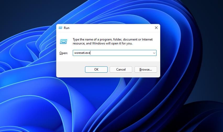 Команда wsreset в диалоге Выполнить