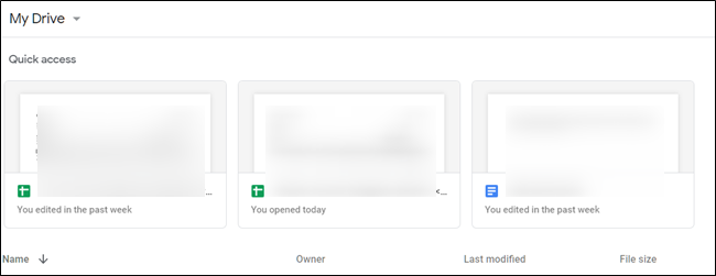 Пример: включённый Быстрый доступ с предложенными файлами вверху страницы.
