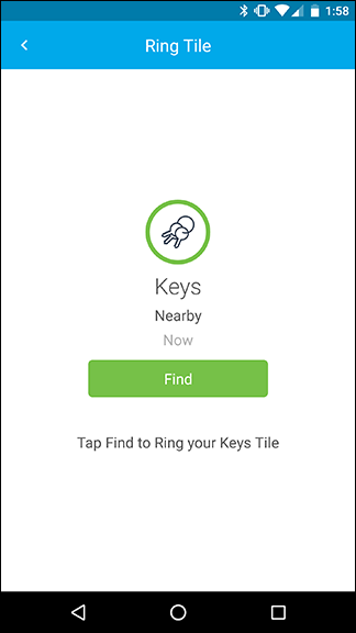 Пример экрана списка устройств Tile в приложении