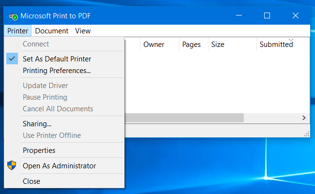 Окно очереди печати с зависшими заданиями