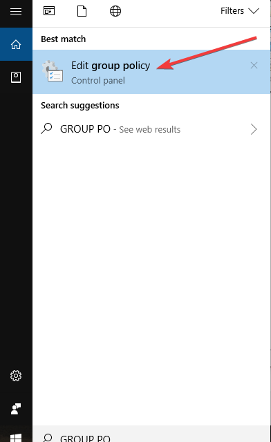 Поиск и запуск редактора групповой политики