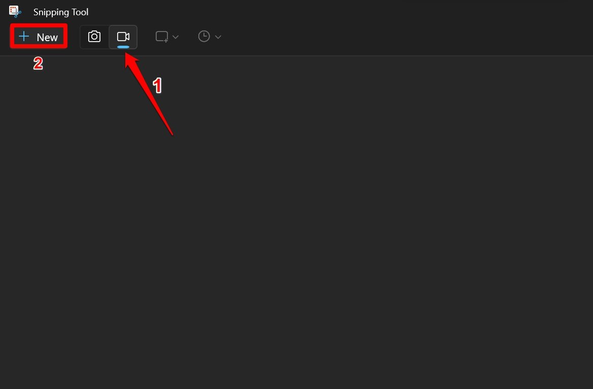 Запуск записи в Snipping Tool