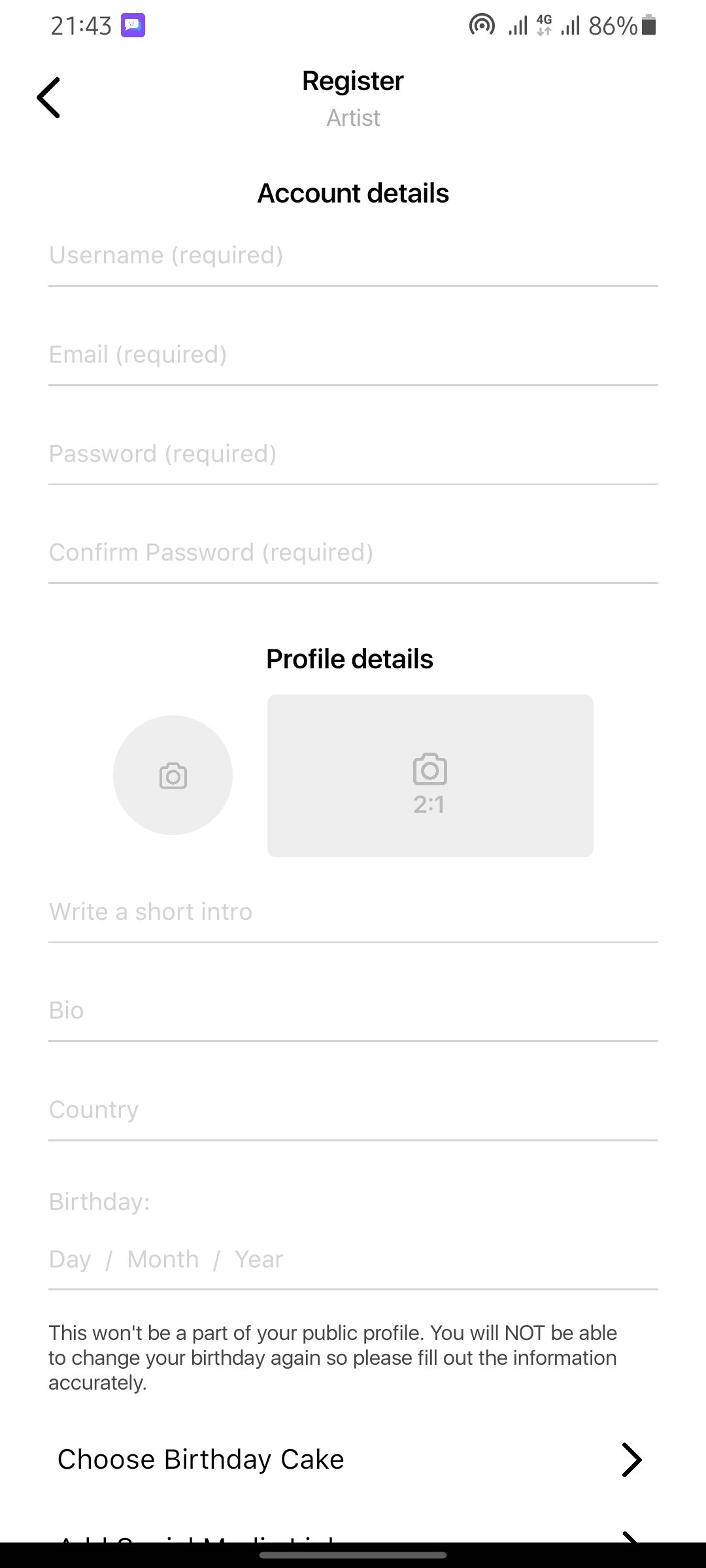 Подтверждение регистрации и подсказки для начальной настройки профиля