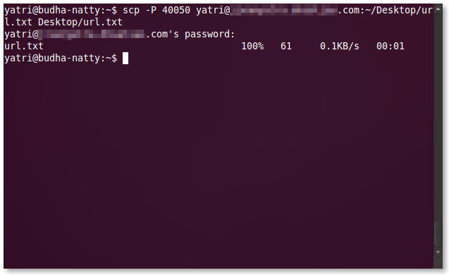 Пример: получение файла с удалённого сервера с помощью scp