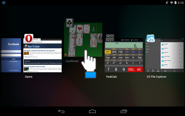 Удаление миниатюры жестом на Nexus 7