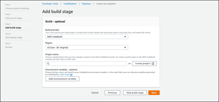 Codepipeline build stage