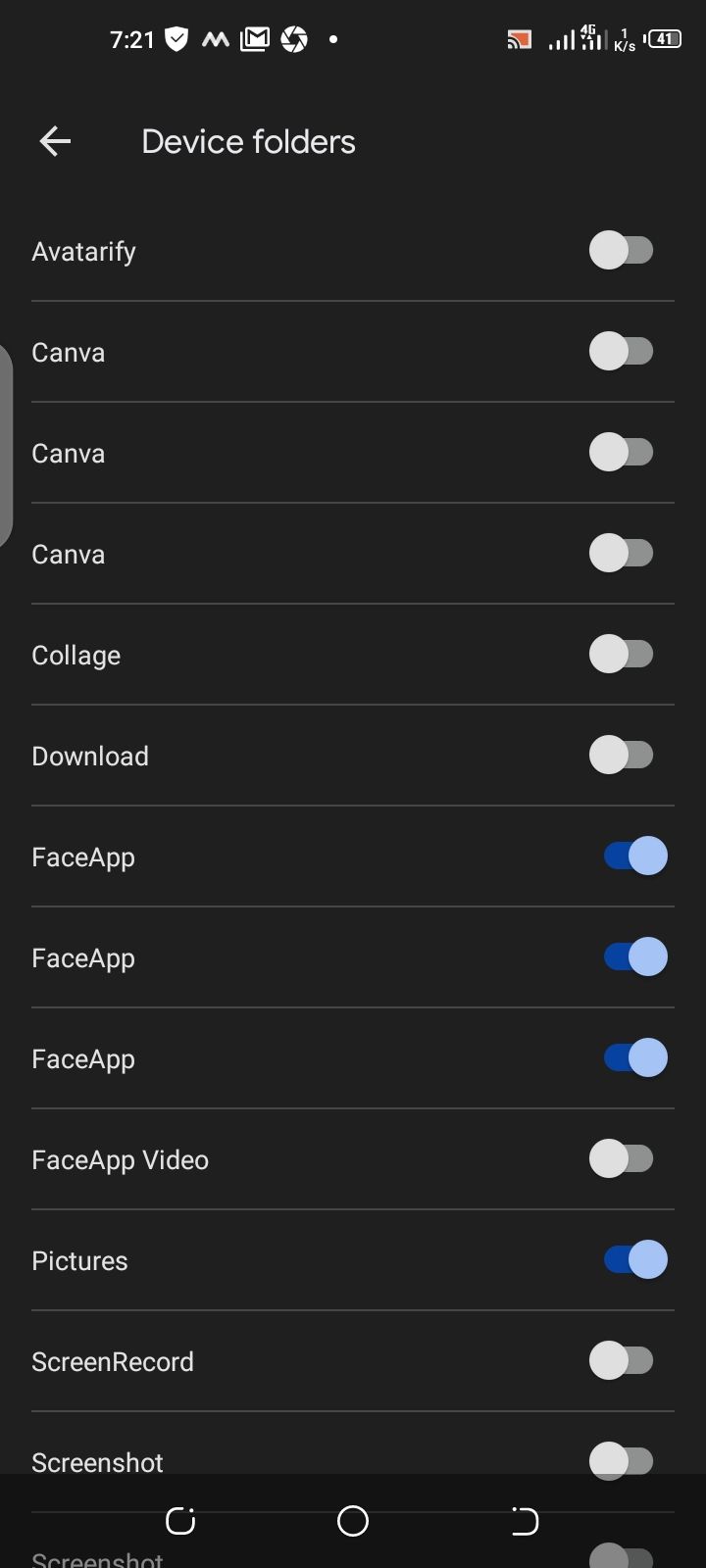 Выбор папок для синхронизации в Google Photos