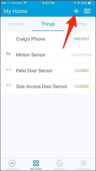 Кнопка добавления устройства в SmartThings