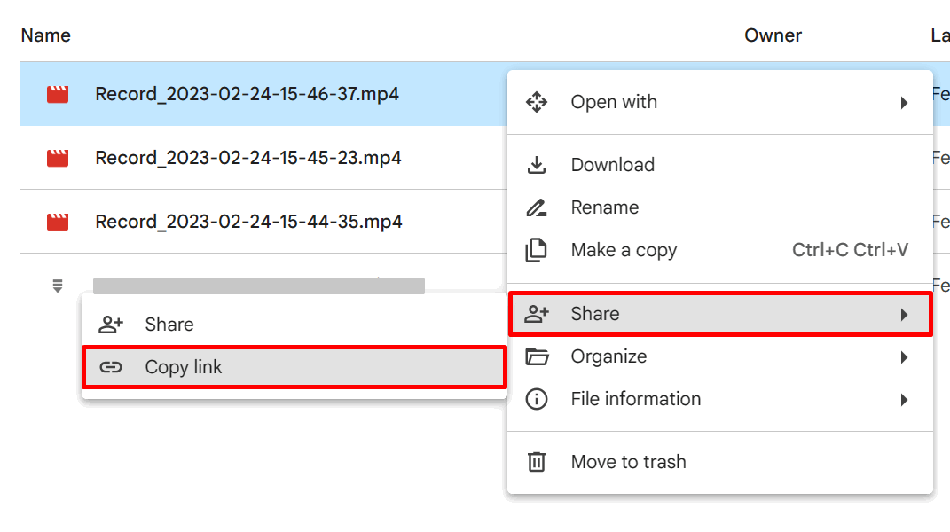 Копирование ссылки из Google Drive