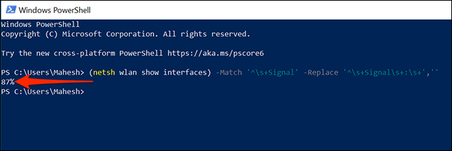 Проверка силы сигнала через PowerShell