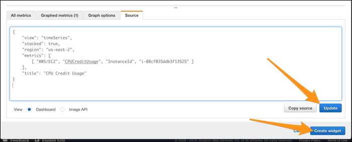 Конфигурация виджета: выбор метрик, периодов и отображения