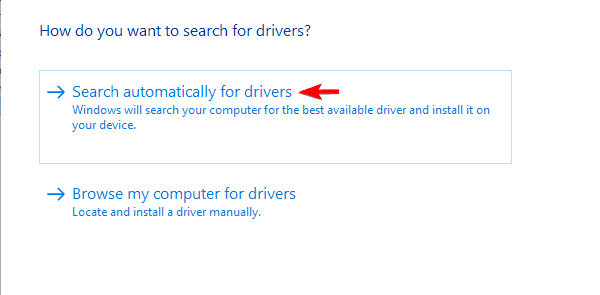 Выбор поиска драйверов автоматически