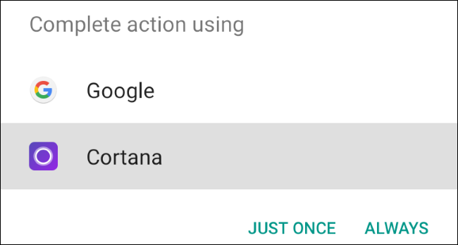 Диалог выбора приложения по умолчанию для действия «Домашняя кнопка»