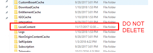 Папка AppData с выделенным Origin