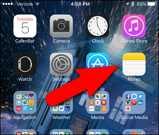 Иконка приложения Заметки на домашнем экране iOS