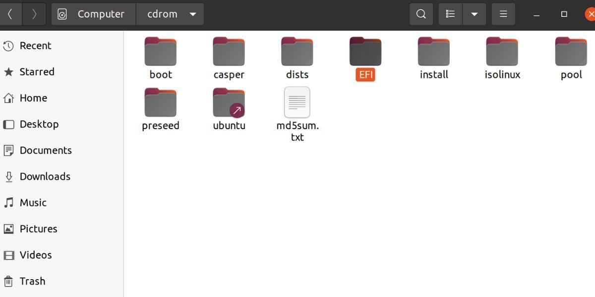 Копирование папки EFI с загрузочной флешки Ubuntu
