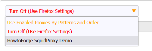 Включение SquidProxy в FoxyProxy