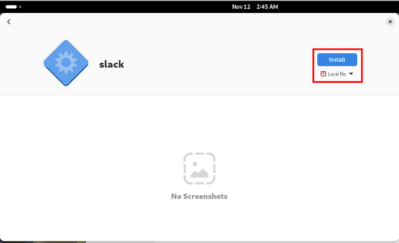 Slack в списке приложений Fedora после установки.