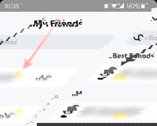 Изображение: Нажатие на аватар друга в списке, чтобы открыть его профиль