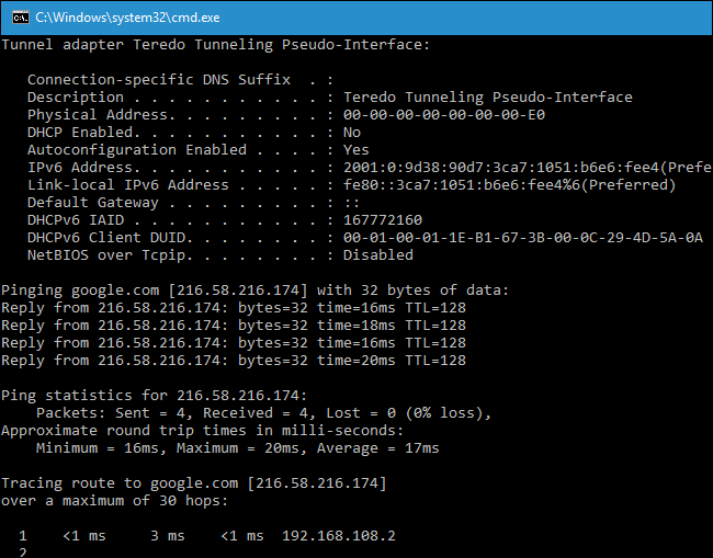 Вывод команд в Командной строке