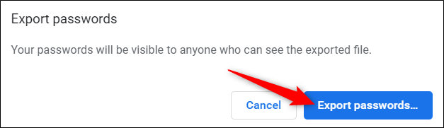 Нажмите кнопку экспорта паролей