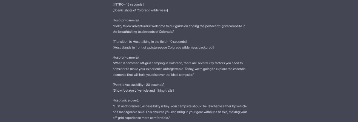 Обзор сценария ChatGPT по элементам похода вне сети