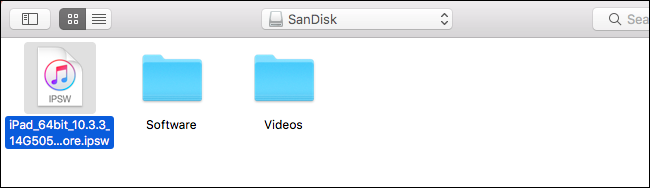Диалог выбора файла IPSW в Проводнике/Finder