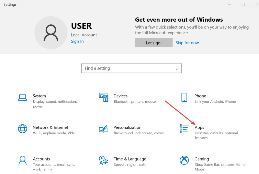 Приложения и компоненты — список приложений