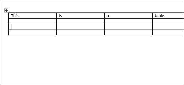 Курсор в ячейке — начало разделения таблицы