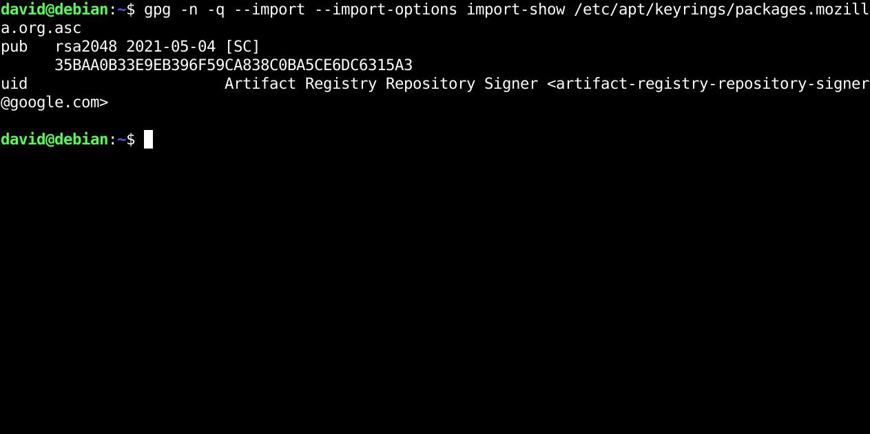 Отпечаток GPG ключа Firefox Nightly