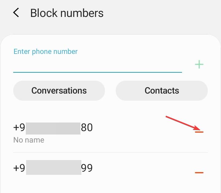 Удаление контакта из списка блокировки