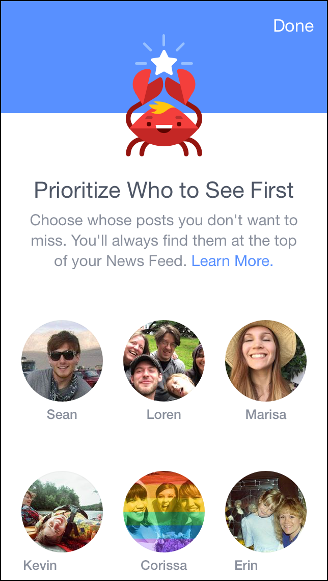 Список пользователей, рекомендованных для приоритизации