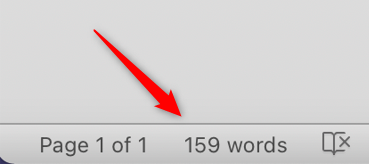 Полное количество слов в строке состояния.