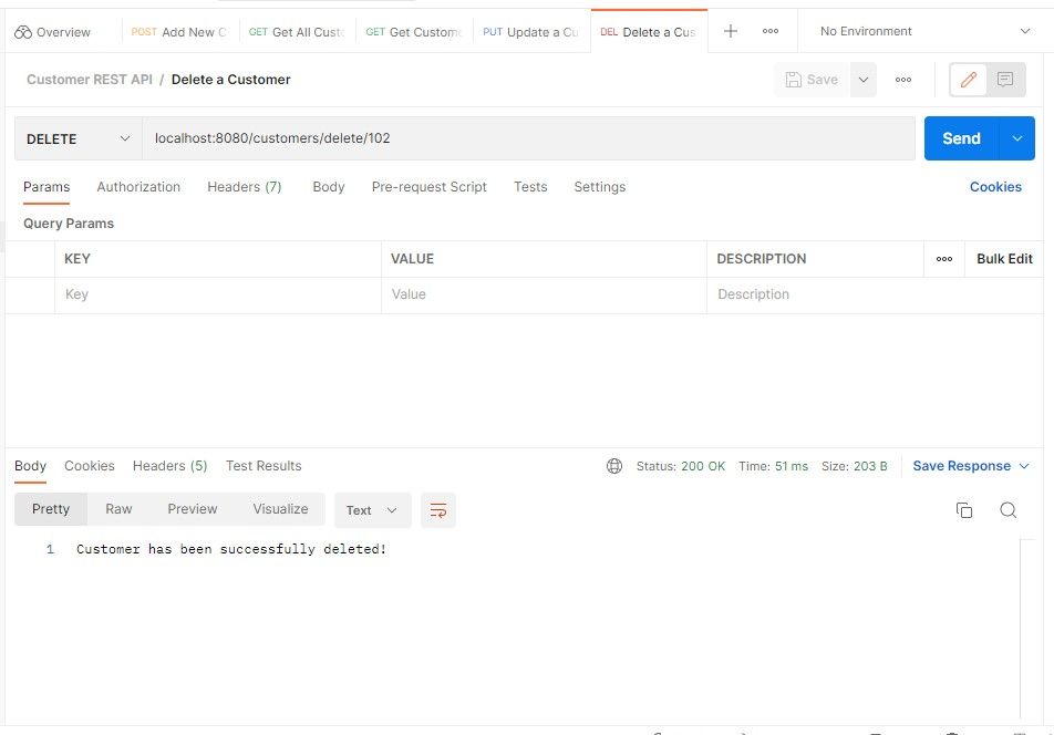 REST API delete response
