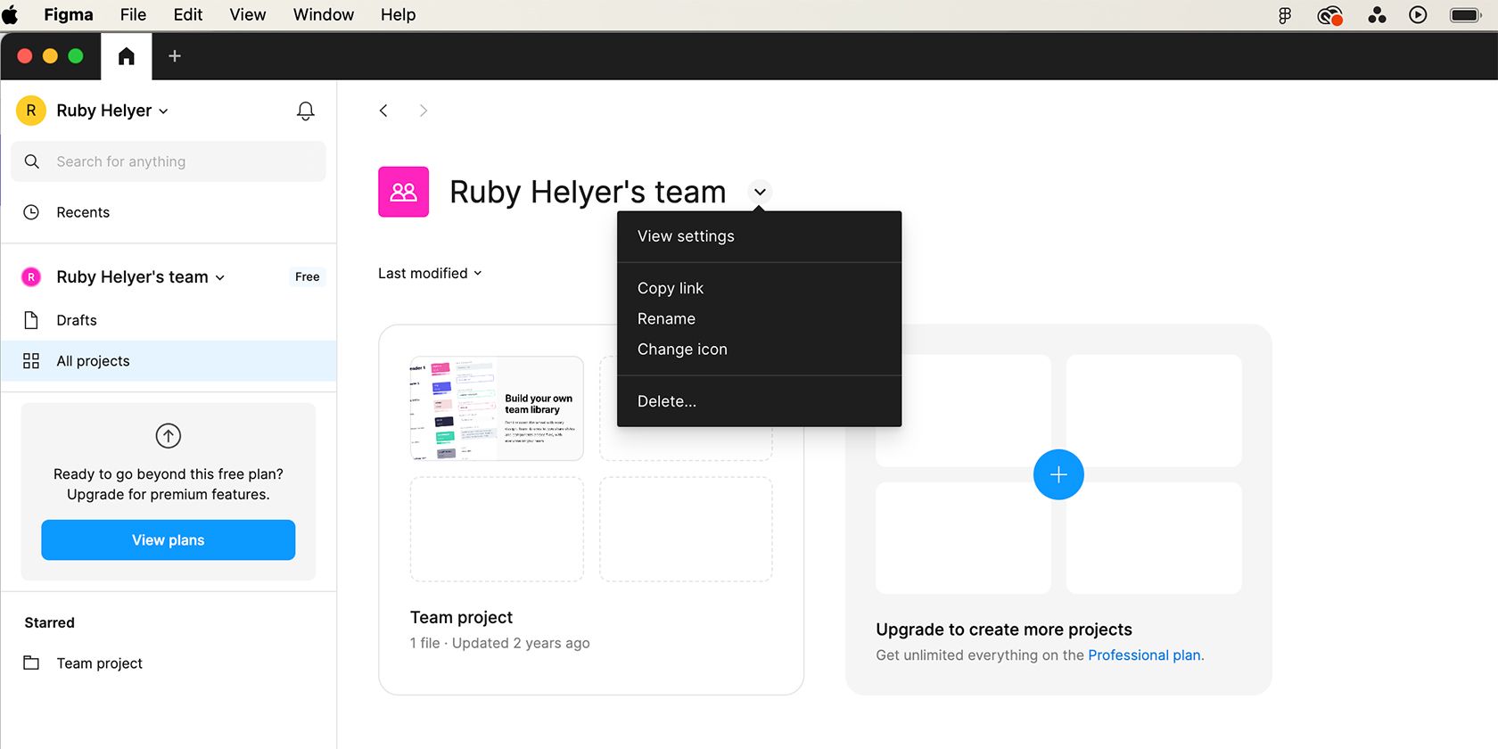 Учетная запись команды Figma