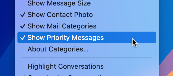 Отключить приоритетные сообщения в Mail на Mac.