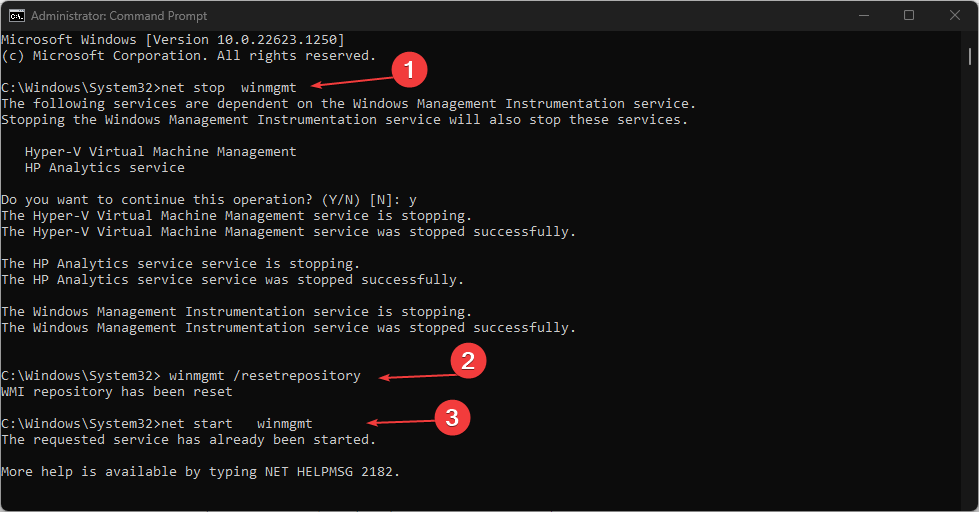 Сброс репозитория WMI