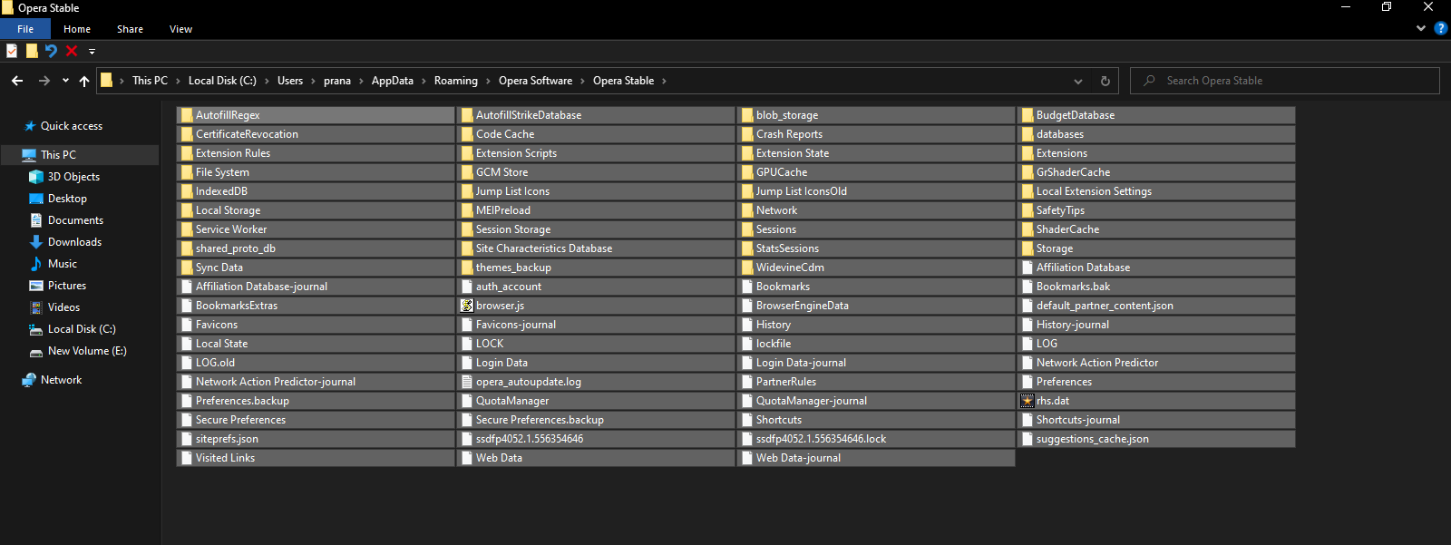 Скриншот: все файлы Opera выделены для копирования