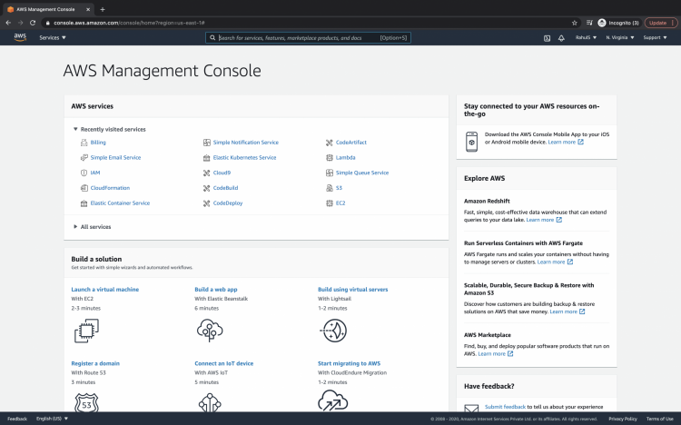 Панель управления AWS