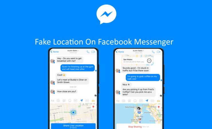 Подделать местоположение в Facebook Messenger