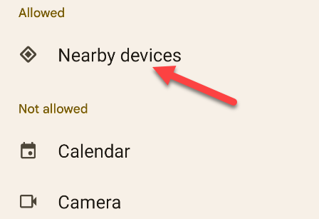 Select a permission.