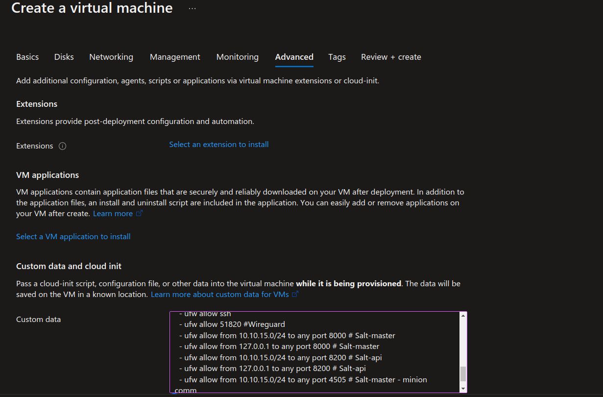 Добавление cloud-init скрипта в поле Custom data при создании VM в Azure