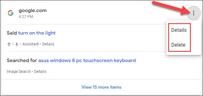 Меню с тремя точками для дополнительных действий над записью