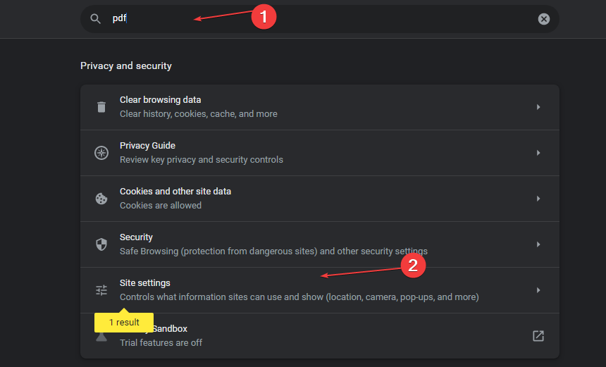 Поиск настроек PDF в Chrome