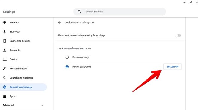 Установка PIN