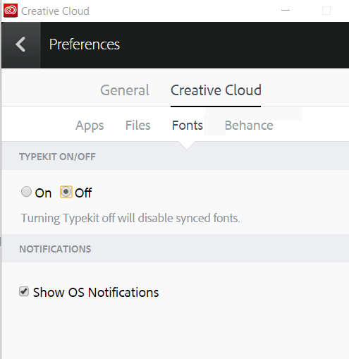 Параметр TYPEKIT в Creative Cloud