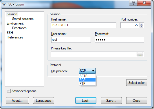 Инструкция по подключению winSCP к роутеру