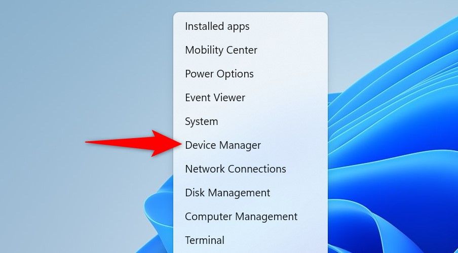 Контекстное меню Пуск: Device Manager выделен